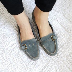 Aerosoles Suede Smokey Blue Buckle Loafers Flats